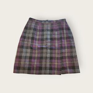 Vintage 90s Bridgewater purple plaid preppy mini skirt Size 6